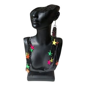 Multicolor Star Chain Earrings